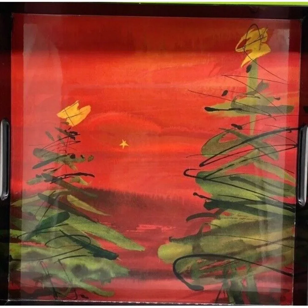 Rock Flower Paper 4 Coasters Abstract Cool Contemporary Christmas Tree 4